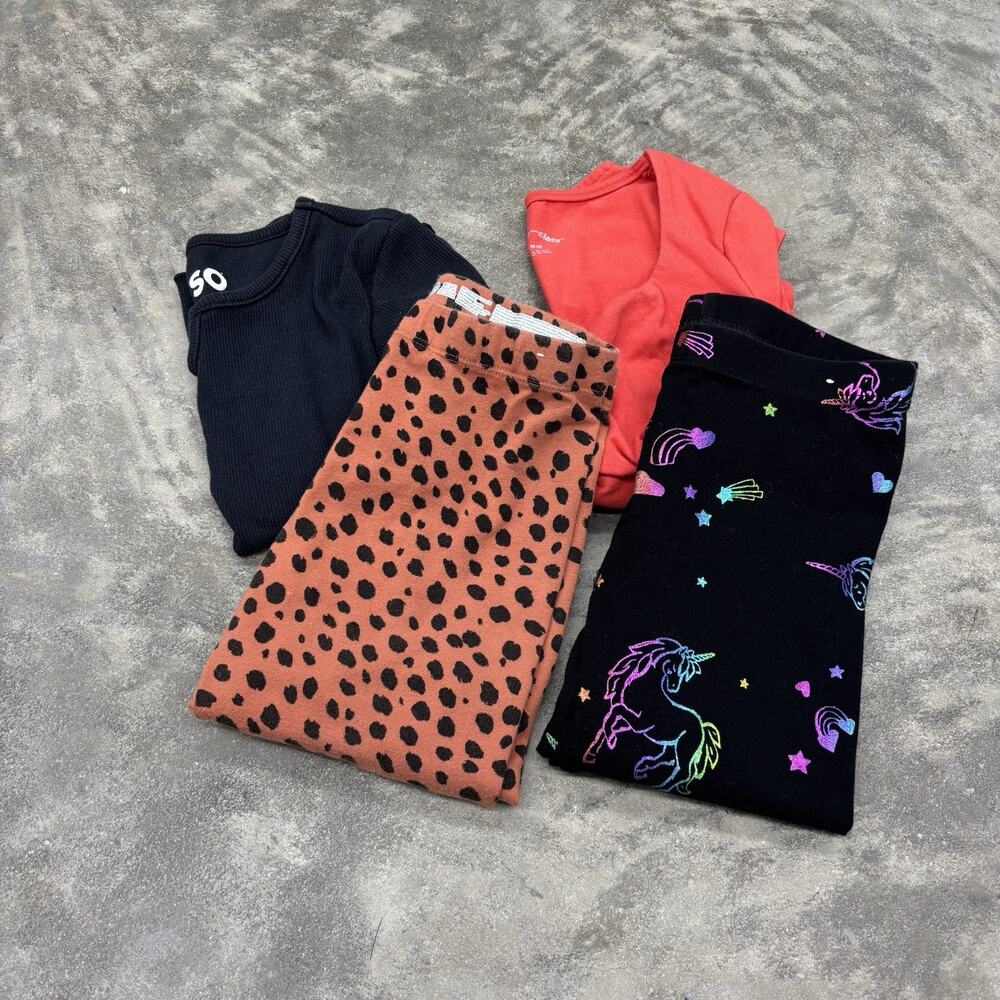 Lot Of 4 Girls Sz 7/8 Tops And Leggings Wonder Nation Art Class SO